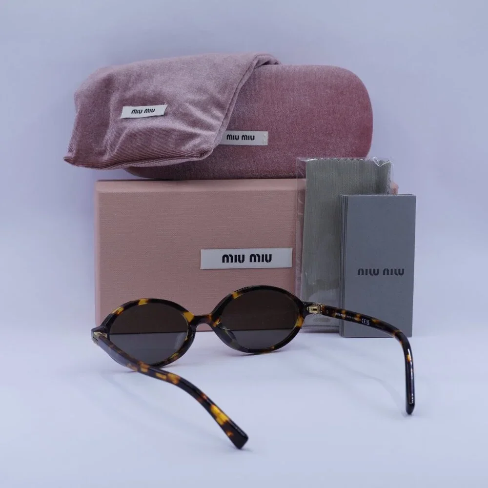 Miu Miu MU04ZSF VAU07F Oval Sunglasses – Honey Havana - Picture 10 of 10